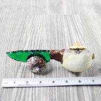 Parrot Puffer Fish Handle Glass Blade Ornamental Knife #24554    Mountain Man Knife