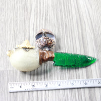 Parrot Puffer Fish Handle Glass Blade Ornamental Knife #24554    Mountain Man Knife