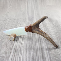 Deer Antler Handle Opalite Blade Ornamental Knife #8154    Mountain Man Knife