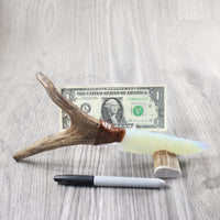 Deer Antler Handle Opalite Blade Ornamental Knife #8154    Mountain Man Knife