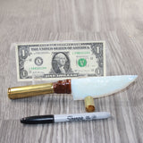 50 Cal Shell Casing Handle Opalite Blade Ornamental Knife #7563     Mountain Man Knife
