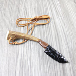 Antler Handle Obsidian Blade Knife Necklace  #5254  Mountain Man Necklace