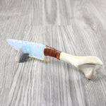 Deer Bone Handle Opalite Blade Ornamental Knife #4254    Mountain Man Knife