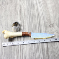 Deer Bone Handle Opalite Blade Ornamental Knife #4254    Mountain Man Knife