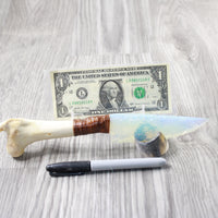 Deer Bone Handle Opalite Blade Ornamental Knife #4254    Mountain Man Knife