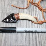 Antler Handle Obsidian Blade Knife Necklace  #6663  Mountain Man Necklace