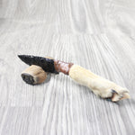 Coyote Foot Handle Obsidian Blade Ornamental Knife #1254  Mountain Man Knife