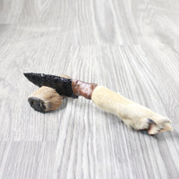 Coyote Foot Handle Obsidian Blade Ornamental Knife #1254  Mountain Man Knife