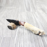 Coyote Foot Handle Obsidian Blade Ornamental Knife #1254  Mountain Man Knife