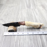 Coyote Foot Handle Obsidian Blade Ornamental Knife #1254  Mountain Man Knife