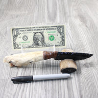 Coyote Foot Handle Obsidian Blade Ornamental Knife #1254  Mountain Man Knife