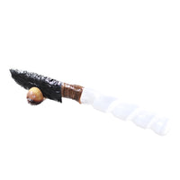Selenite Spiral Handle Obsidian Blade Ornamental Knife #0254  Mountain Man Knife