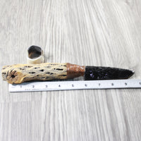 Cholla Cactus Wood Handle Obsidian Blade Ornamental Knife #0254  Mountain Man Knife