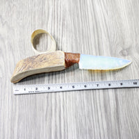 Moose Antler Handle Opalite Blade Ornamental Knife #9254    Mountain Man Knife