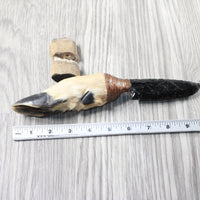 Deer Foot Handle Obsidian Blade Ornamental Knife #9254  Mountain Man Knife