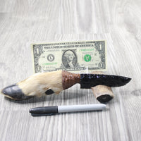 Deer Foot Handle Obsidian Blade Ornamental Knife #9254  Mountain Man Knife