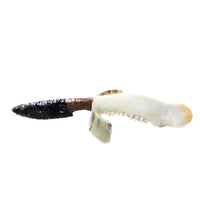 Deer Jaw Handle Obsidian Blade Ornamental Knife #0354  Mountain Man Knife