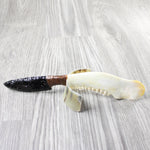 Deer Jaw Handle Obsidian Blade Ornamental Knife #0354  Mountain Man Knife