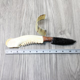 Deer Jaw Handle Obsidian Blade Ornamental Knife #0354  Mountain Man Knife