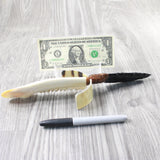 Deer Jaw Handle Obsidian Blade Ornamental Knife #0354  Mountain Man Knife