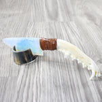 Coyote Jaw Handle Opalite Blade Ornamental Knife #0354    Mountain Man Knife