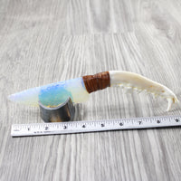 Coyote Jaw Handle Opalite Blade Ornamental Knife #0354    Mountain Man Knife