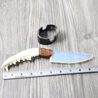 Coyote Jaw Handle Opalite Blade Ornamental Knife #0354    Mountain Man Knife