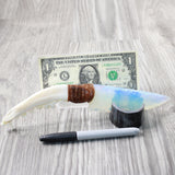 Coyote Jaw Handle Opalite Blade Ornamental Knife #0354    Mountain Man Knife