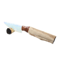 Hair-on Deer Bone Handle Opalite Blade Ornamental Knife #0354    Mountain Man Knife