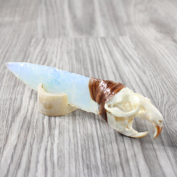 Muskrat Skull Handle Opalite Blade Ornamental Knife #0354    Mountain Man Knife