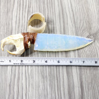 Muskrat Skull Handle Opalite Blade Ornamental Knife #0354    Mountain Man Knife