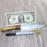 50 Cal Shell Handle Opalite Blade Ornamental Knife #8863     Mountain Man Knife