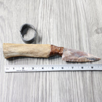 Hair-on Deer Bone Handle Stone Blade Ornamental Knife #4354    Mountain Man Knife
