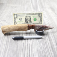 Hair-on Deer Bone Handle Stone Blade Ornamental Knife #4354    Mountain Man Knife