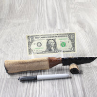 Hair-on Deer Bone Handle Obsidian Blade Ornamental Knife #  Mountain Man Knife