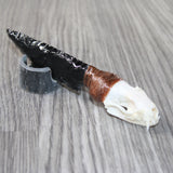 Mink Skull Handle Obsidian Blade Ornamental Knife #7863  Mountain Man Knife