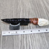 Mink Skull Handle Obsidian Blade Ornamental Knife #7863  Mountain Man Knife