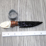 Mink Skull Handle Obsidian Blade Ornamental Knife #7863  Mountain Man Knife