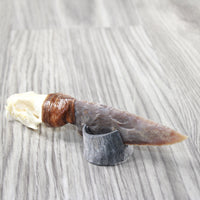 Mink Skull Handle Stone Blade Ornamental Knife #7454    Mountain Man Knife
