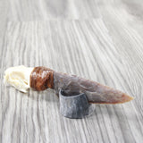 Mink Skull Handle Stone Blade Ornamental Knife #7454    Mountain Man Knife