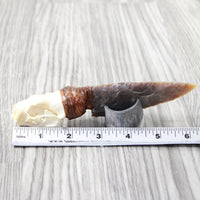 Mink Skull Handle Stone Blade Ornamental Knife #7454    Mountain Man Knife