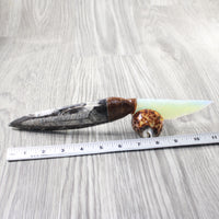 Orthoceras Fossil Handle Opalite Blade Ornamental Knife #8654    Mountain Man Knife