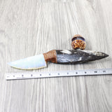 Orthoceras Fossil Handle Opalite Blade Ornamental Knife #8654    Mountain Man Knife