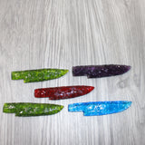 5 Glass Ornamental Knife Blades  #8063   Mountain man knife