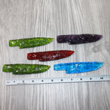 5 Glass Ornamental Knife Blades  #8063   Mountain man knife