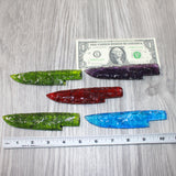 5 Glass Ornamental Knife Blades  #8063   Mountain man knife