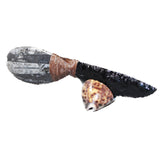 Orthoceras Fossil Handle Obsidian Blade Ornamental Knife #8163  Mountain Man Knife