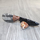 Orthoceras Fossil Handle Obsidian Blade Ornamental Knife #8163  Mountain Man Knife