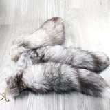 Silver Fox Tail Key Rings #3654  Taxidermy Keychain Tassel Bag Tag