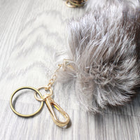 Silver Fox Tail Key Rings #3654  Taxidermy Keychain Tassel Bag Tag